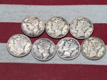 1925, 1926, 1927, 1928, 1929, 1930, 1931 Mercury Dimes