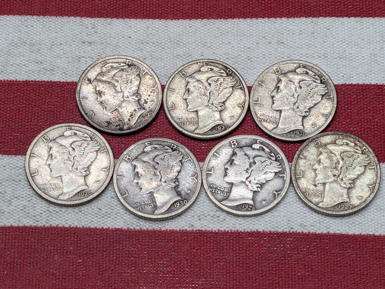1925, 1926, 1927, 1928, 1929, 1930, 1931 Mercury Dimes (1 of 4)