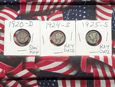 1920-D, 1924-S, & 1925-S Mercury Dimes