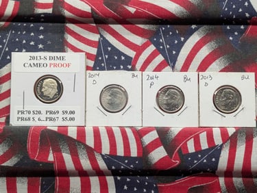 2013 D&S & 2014 P&D Roosevelt Dimes BU & Proof