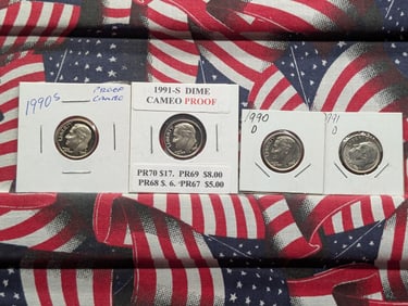 1990 D&S & 1991 D&S Roosevelt Dimes BU & Proof