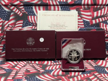 1995-P Proof US Mint Olympics Silver Dollar in OGP/COA