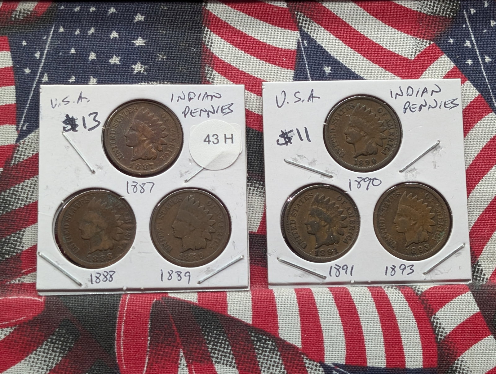 1887, 1888, 1889, 1890, 1891, 1893 Indian Head Pennies - Better Pre-1900 Dates!: 1887, 1888, 1889, 1890, 1891, 1893 Indian Head Pennies - Better Pre-1900 Dates!