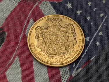 1913, .2593 Oz, Melt $868-Based on Gold @ $3,350 Per Oz, .900 Fine Danish 20 Kroner, Amazing