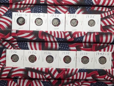 (11) Mixed 1920's & 1930's Mercury Dimes
