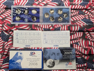2008-S & 2009-S Proof Quarter Sets w/original Packaging! - Lower Mintage! (10 Coins)