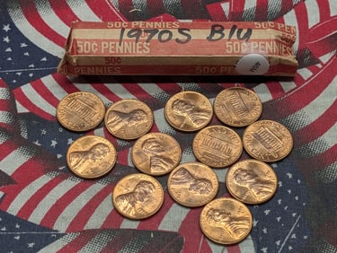 Roll of 1970-S Lincoln Memorial Cents BU