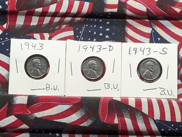 1943 P,D, & S Lincoln Wheat Cents