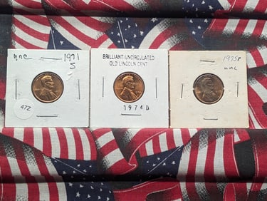1971-S "Proof", 1974-D, 1975-P Lincoln Memorial cents