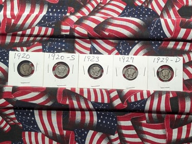 1920, 1920-S, 1923, 1927, & 1929-D Mercury Dimes