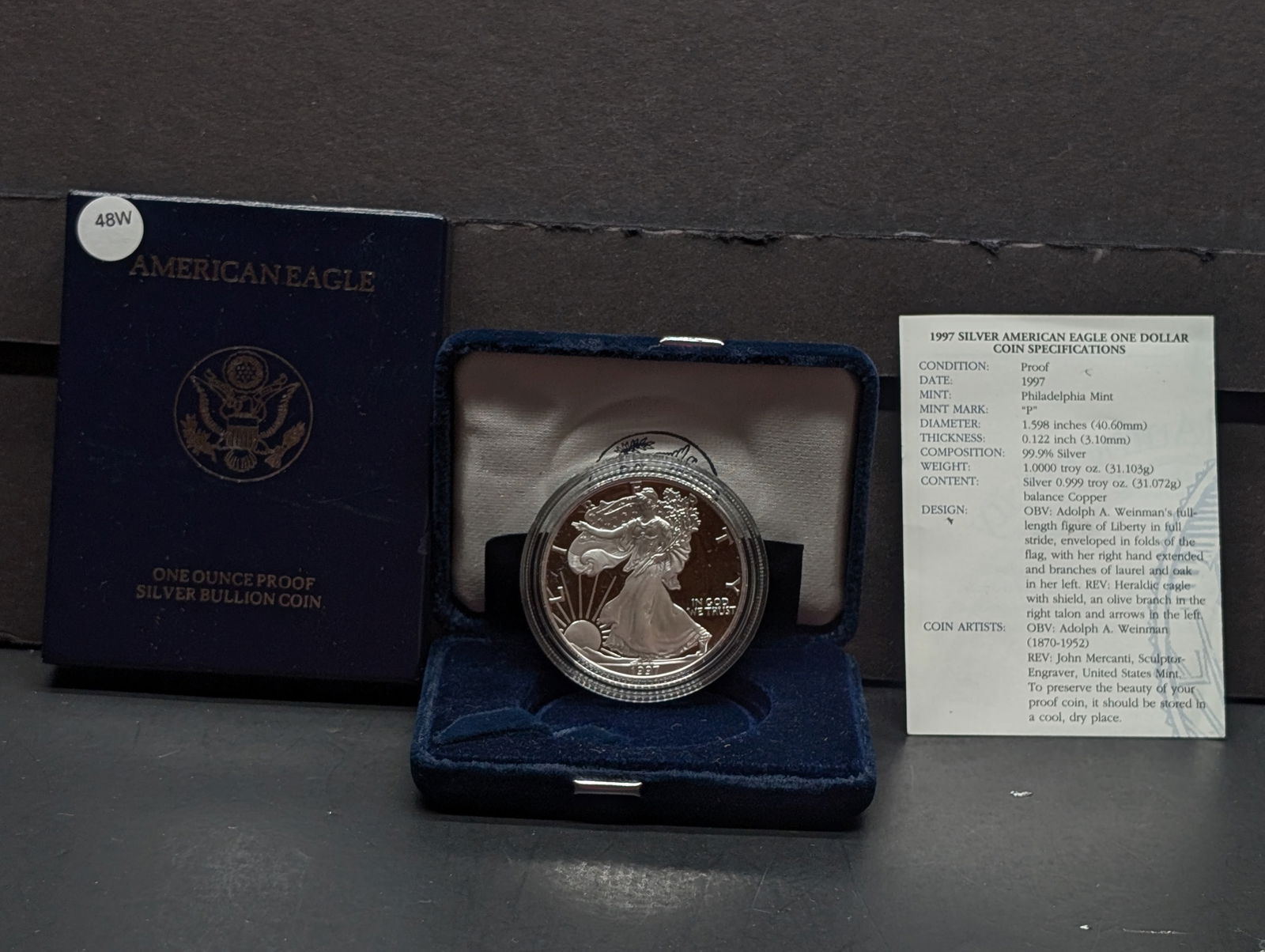 1997-P American Silver Eagle, .999 Silver In OGP With COA (1 of 4)