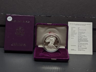 1987-S American Silver Eagle, .999 Silver In OGP With COA
