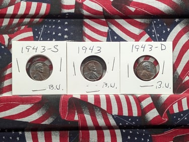 1943 P,D, & S Lincoln Wheat Cents
