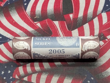 Roll of 2005-D Westward Journey Jefferson Nickels In US Mint Wrapping