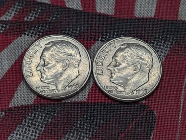 2, 1963 D-UNC, 90% Silver, Roosevelt Dimes, 62 Years Old