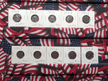 (10) 1943 P,D, & S Lincoln Wheat Cents