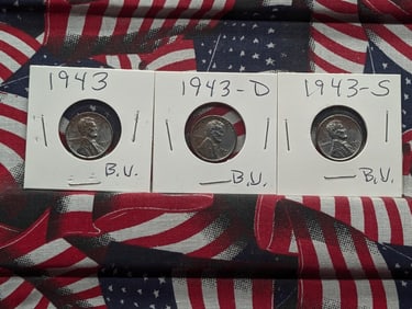1943 P,D, & S Lincoln Wheat Cents