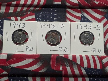1943 P,D, & S Lincoln Wheat Cents