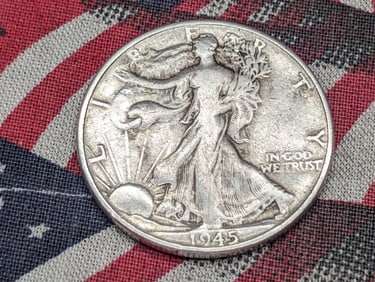 1945, WWII Era, 90% Silver, Liberty Half, 80 Years Old!