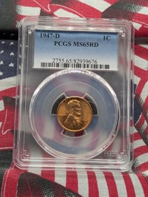 1947-D Lincoln Wheat Cent, PCGS MS65RD