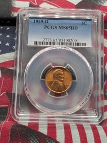 1949-D Lincoln Wheat Cent, PCGS MS65RD