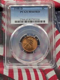 1948-D Lincoln Wheat Cent, PCGS MS65RD