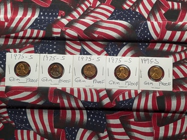 (5) 1975-S Lincoln Memorial Cents