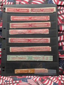 Sleeve of Assorted Rare Liquor Tax Stamps