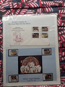 Sheet of British Virgin Islands Tribute to U.S. Moon Landing Stamps All MOGNH