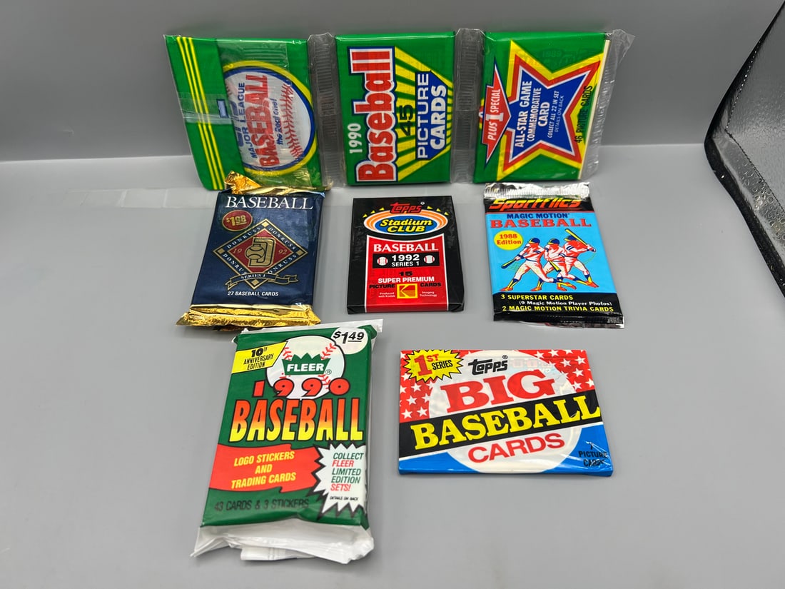 Lot of (6) 1980s & 90s Baseball Factory Sealed Packs (1 of 2)