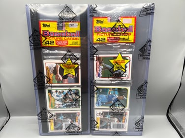 Lot of (2) 1989 Topps Baseball BBCE Certified & Sealed Rack Packs W/ Stars Showing