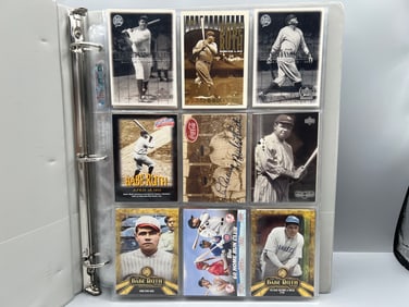 Binder of Baseball Cards - Hall of Fame Players - Babe Ruth, Mickey Mantle, Jackie Robinson
