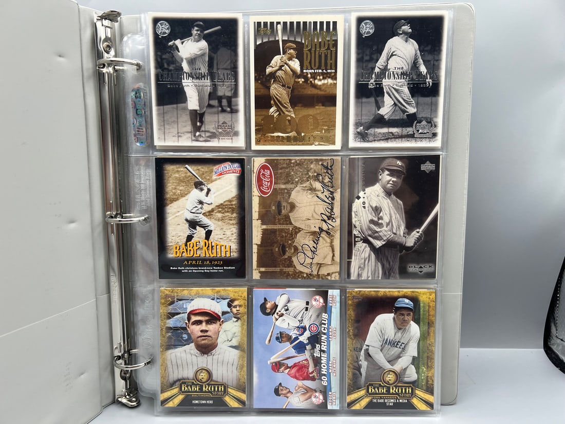 Binder of Baseball Cards - Hall of Fame Players - Babe Ruth, Mickey Mantle, Jackie Robinson (1 of 8)