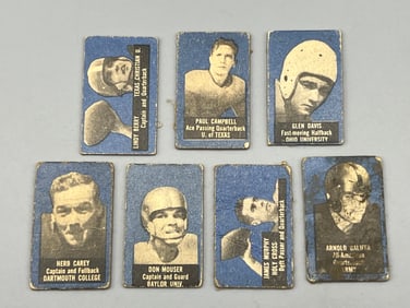 Lot of (7) 1950 Topps Felt Back Football Cards - Varying Conditions