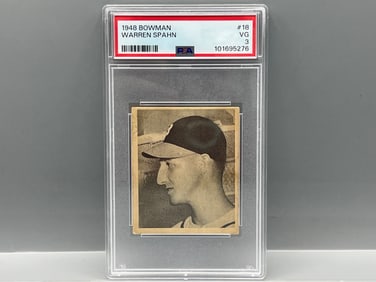 1948 Bowman Warren Spahn RC #18 PSA VG 3