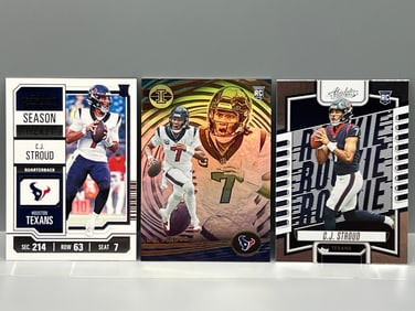Lot of (3) 2023 C.J. Stroud Football Rookie Cards