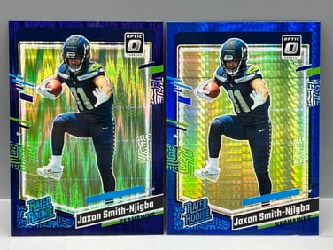 2023 Panini Donruss Optic Jaxon Smith-Njigba Blue Hyper RC #293 & Purple Shock RC #293