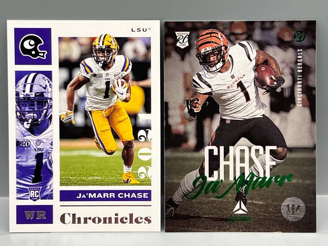 2021 Panini Chronicles Draft Picks Ja'Marr Chase RC #5 & Chronicles Luminance RC #212 (1 of 2)