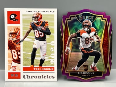 2020 Panini Chronicles Tee Higgins RC #21 & Select Purple Die Cut RC #160