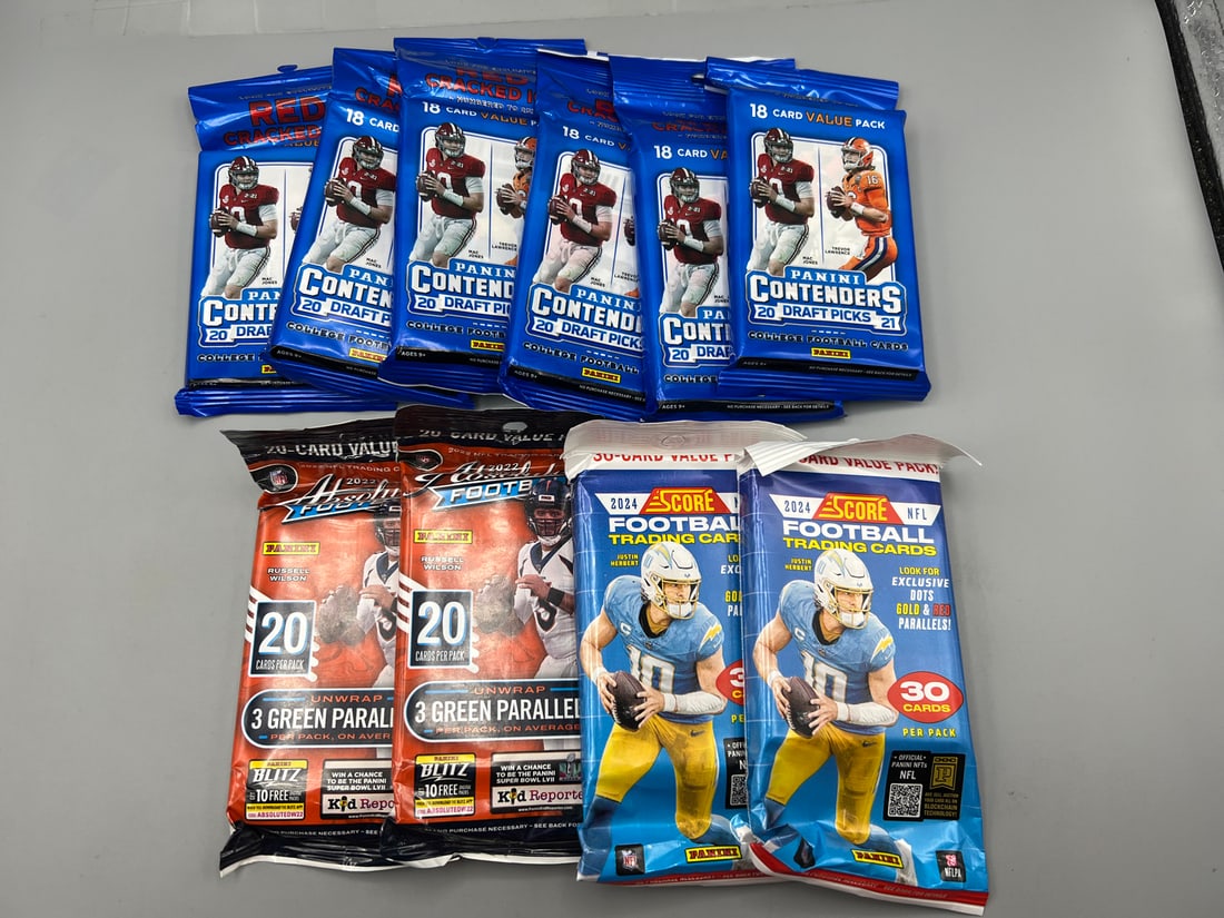 Lot of (10) Assorted Modern Football Factory Sealed Packs: Lot of (10) Assorted Modern Football Factory Sealed Packs
