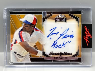 2024 Leaf Metal Tim Raines Gold Inscriptions On Card Auto #/100 W/ Rock Inscription - Sealed From
