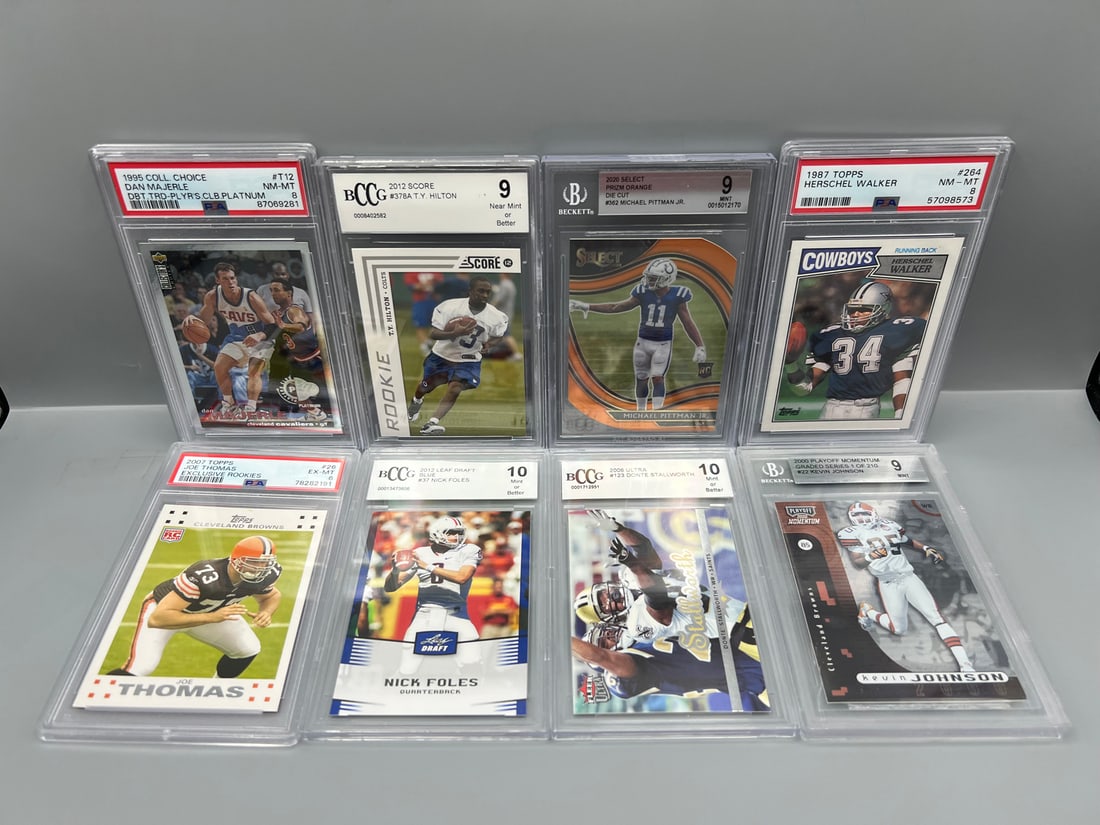 Lot of (8) Assorted Slabbed Basketball & Football Cards W/ Stars (1 of 2)