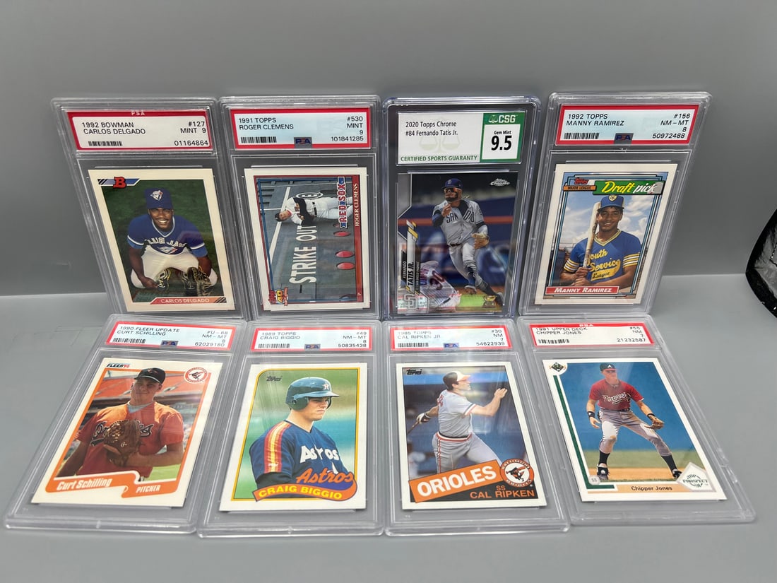 Lot of (8) Assorted Slabbed Baseball Star Player Cards - Varying Grades (1 of 2)