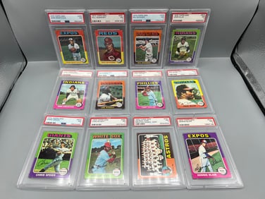 Lot of (12) 1975 Topps Mini Baseball PSA NM 7 Slabbed Cards