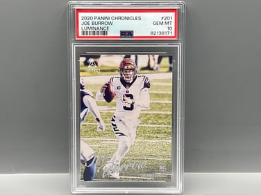 2020 Panini Chronicles Luminance Joe Burrow RC #201 PSA Gem Mint 10