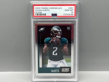 2020 Panini Chronicles Score Jalen Hurts RC #457 PSA Gem Mint 10