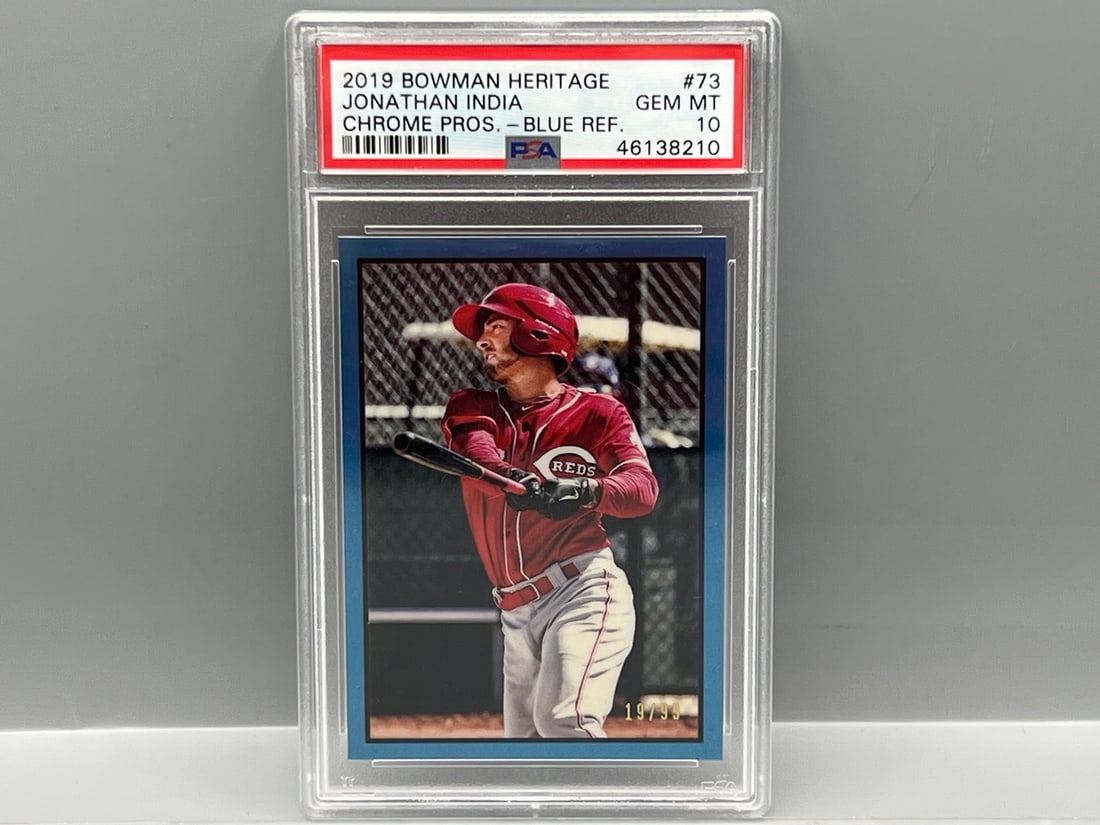 2019 Bowman Heritage Jonathan India Blue Chrome Refractor Prospect/RC #/99 PSA Gem Mint 10 (1 of 2)