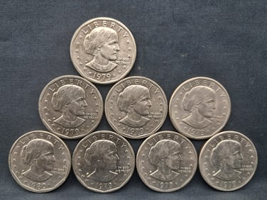 1979-80 Susan B Anthony Dollars Lot of 8