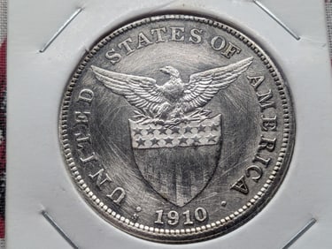 1910-S US Philippines 1 Peso, Scarce Year, 80% Silver, 20 Gr.