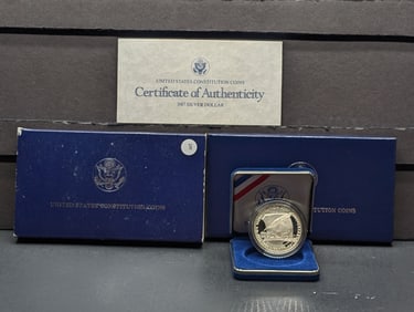 1987-S U.S. Constitution Silver Dollar In OGP w/COA - 90% Silver